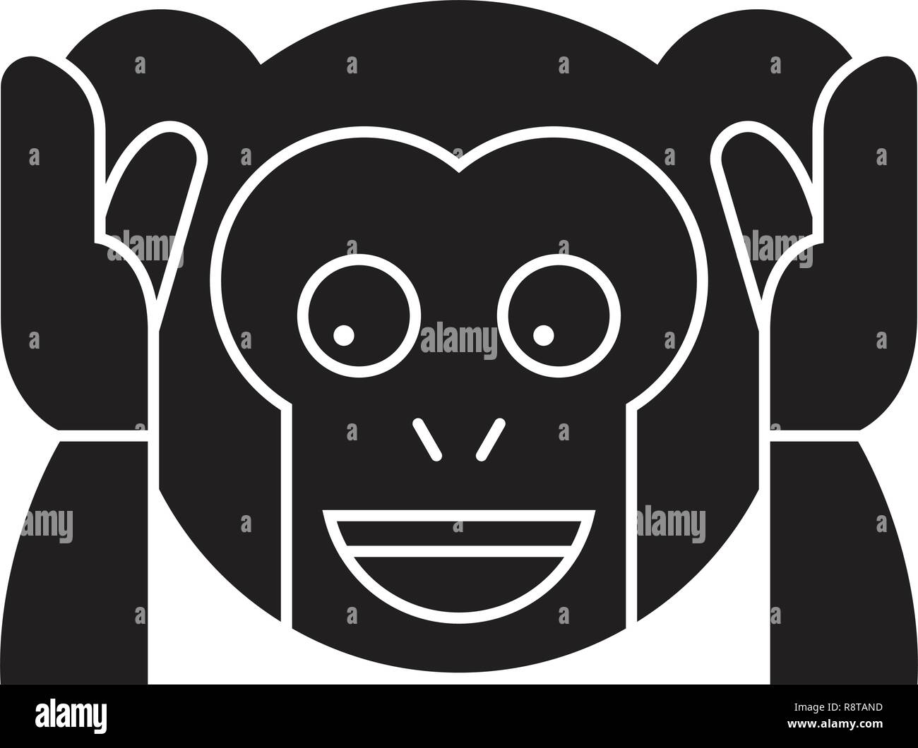 Speak no evil emoji black vector concept icon. Speak no