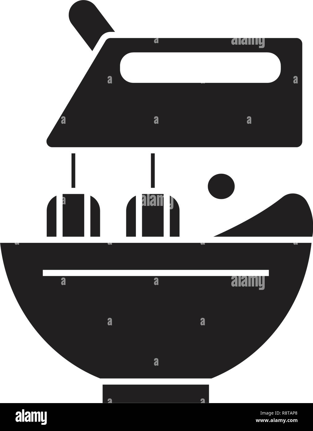 Stand food mixer black vector concept icon. Stand food mixer flat