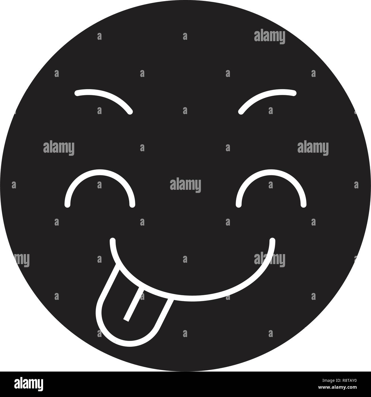 Tricky emoji black vector concept icon. Tricky emoji flat illustration, sign Stock Vector