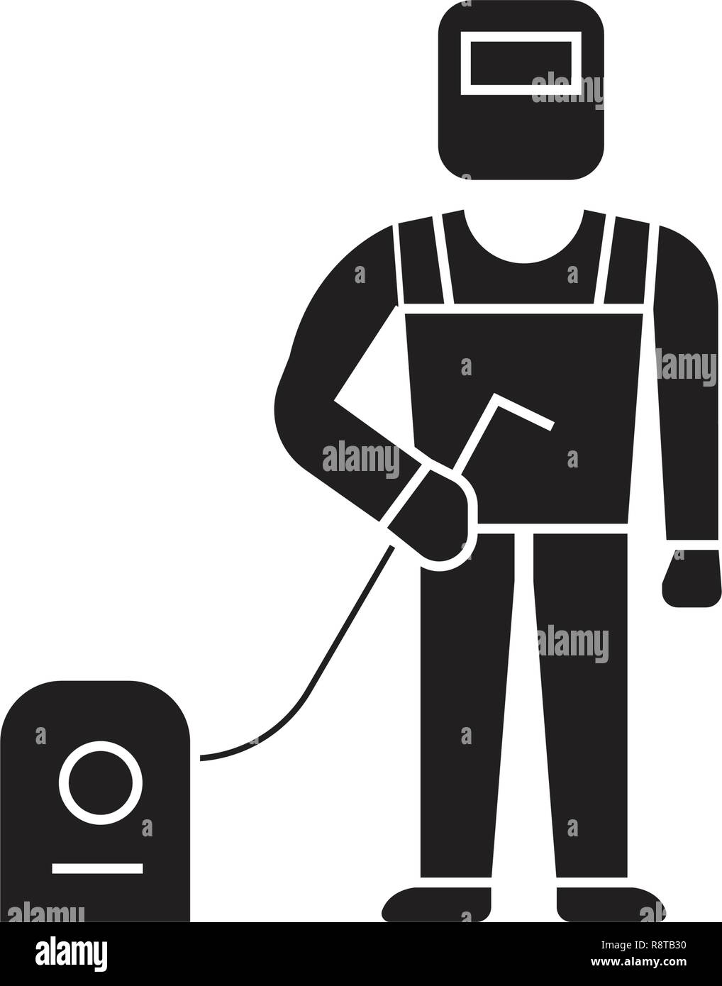 Welder, welding work black vector concept icon. Welder, welding work flat illustration, sign Stock Vector