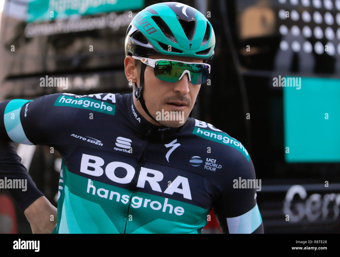 17 December 2018, Spain, Palma de Mallorca: Racing cyclist Marcus Burghardt  from Germany training with Team Bora Hansgrohe in El Arena. Photo: Clara  Margais/dpa Stock Photo - Alamy