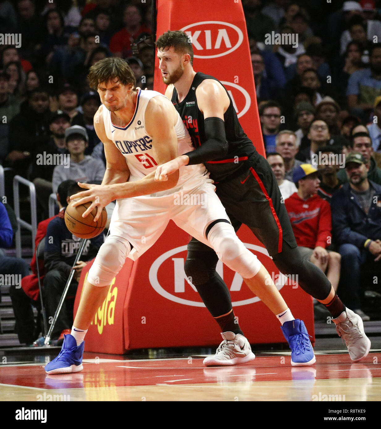 Los Angeles, California, USA. 17th Dec, 2018. Los Angeles Clippers' Boban  Marjanovic (51) poses against Portland Trail Blazers' Jusuf Nurkic (27) in  an NBA basketball game between Los Angeles Clippers and Portland
