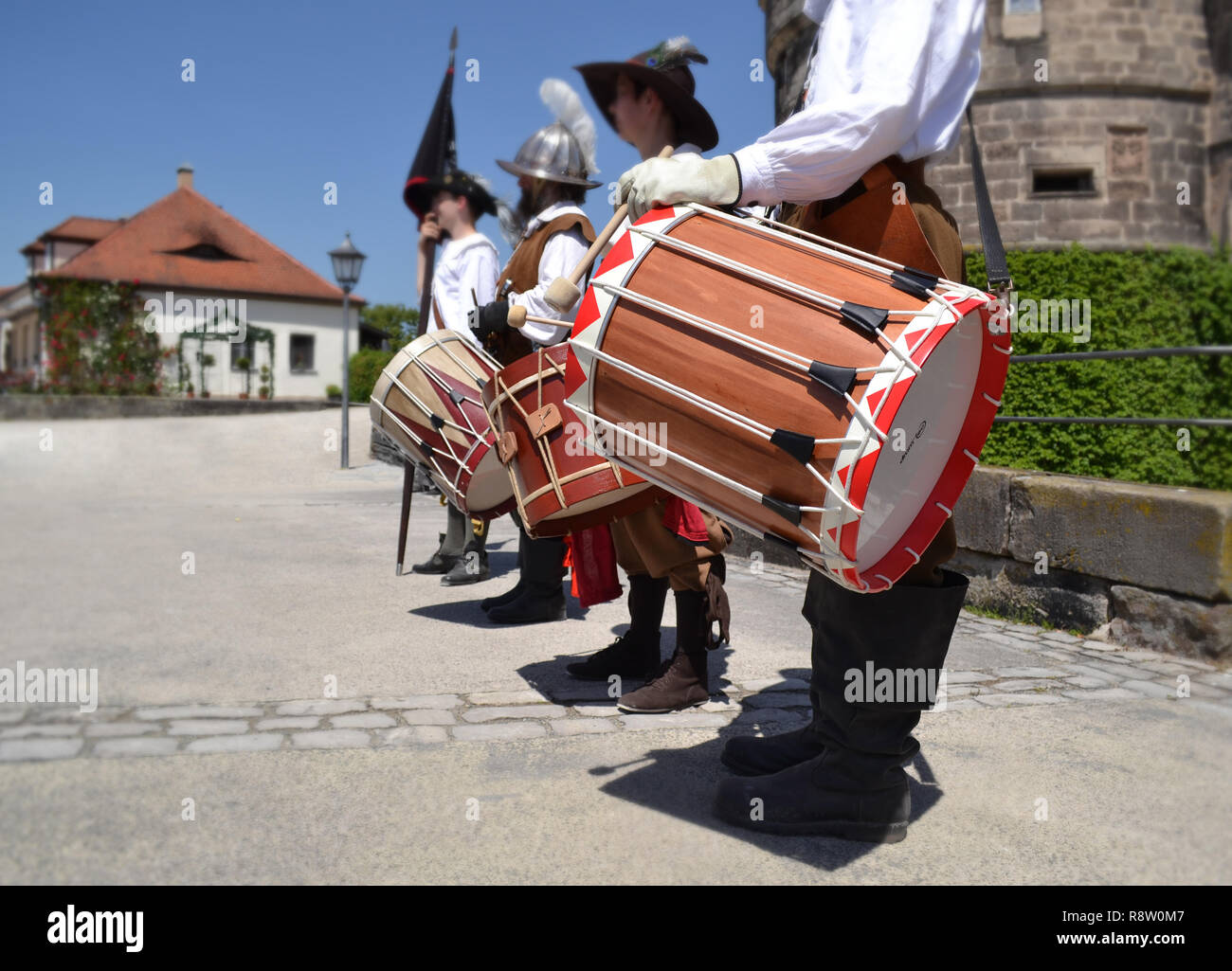 medieval drum festival knight historic games parade Stock Photo