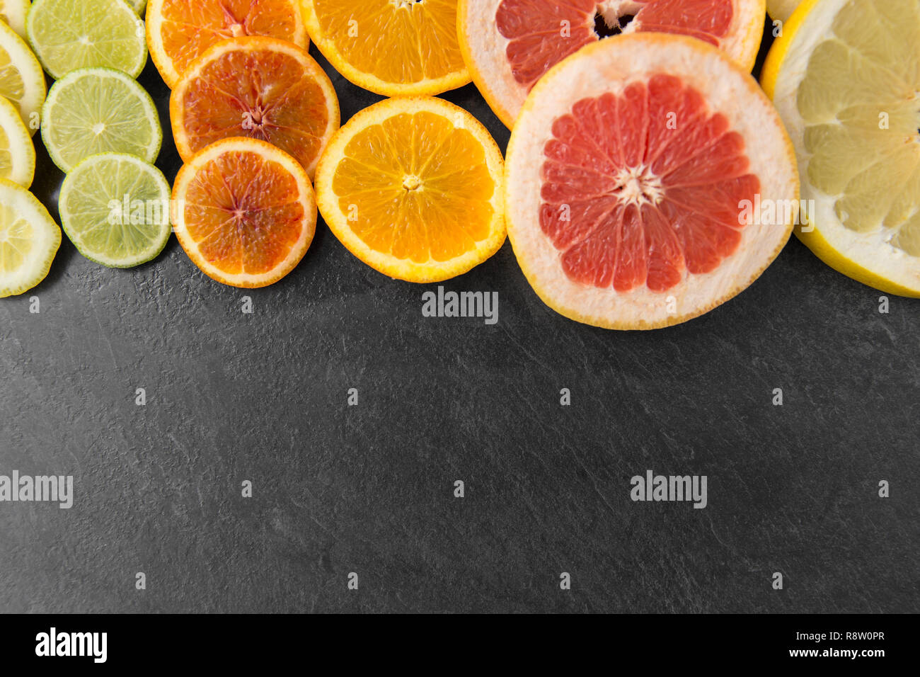 close up of different citrus fruit slices Stock Photo - Alamy