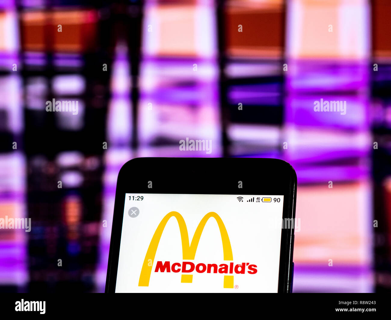 McDonald s Fast Food Company Logo Seen Displayed On Smart Phone Stock mcdonald-s-fast-food-company-logo-seen-displayed-on-smart-phone-stock