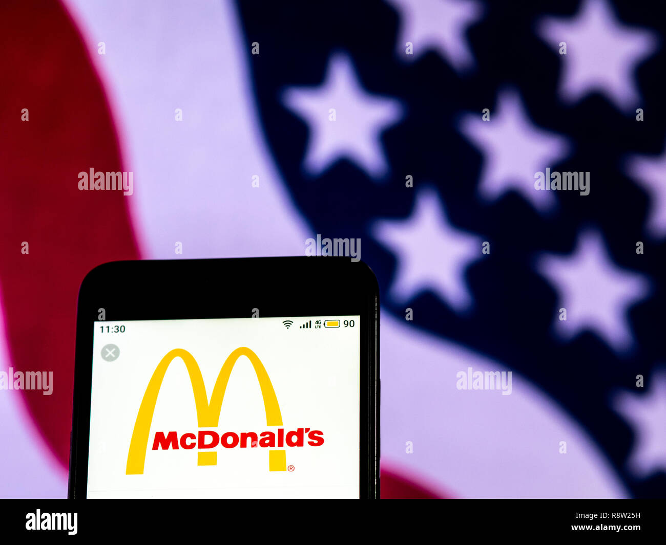 McDonald s Fast Food Company Logo Seen Displayed On Smart Phone Stock mcdonald-s-fast-food-company-logo-seen-displayed-on-smart-phone-stock