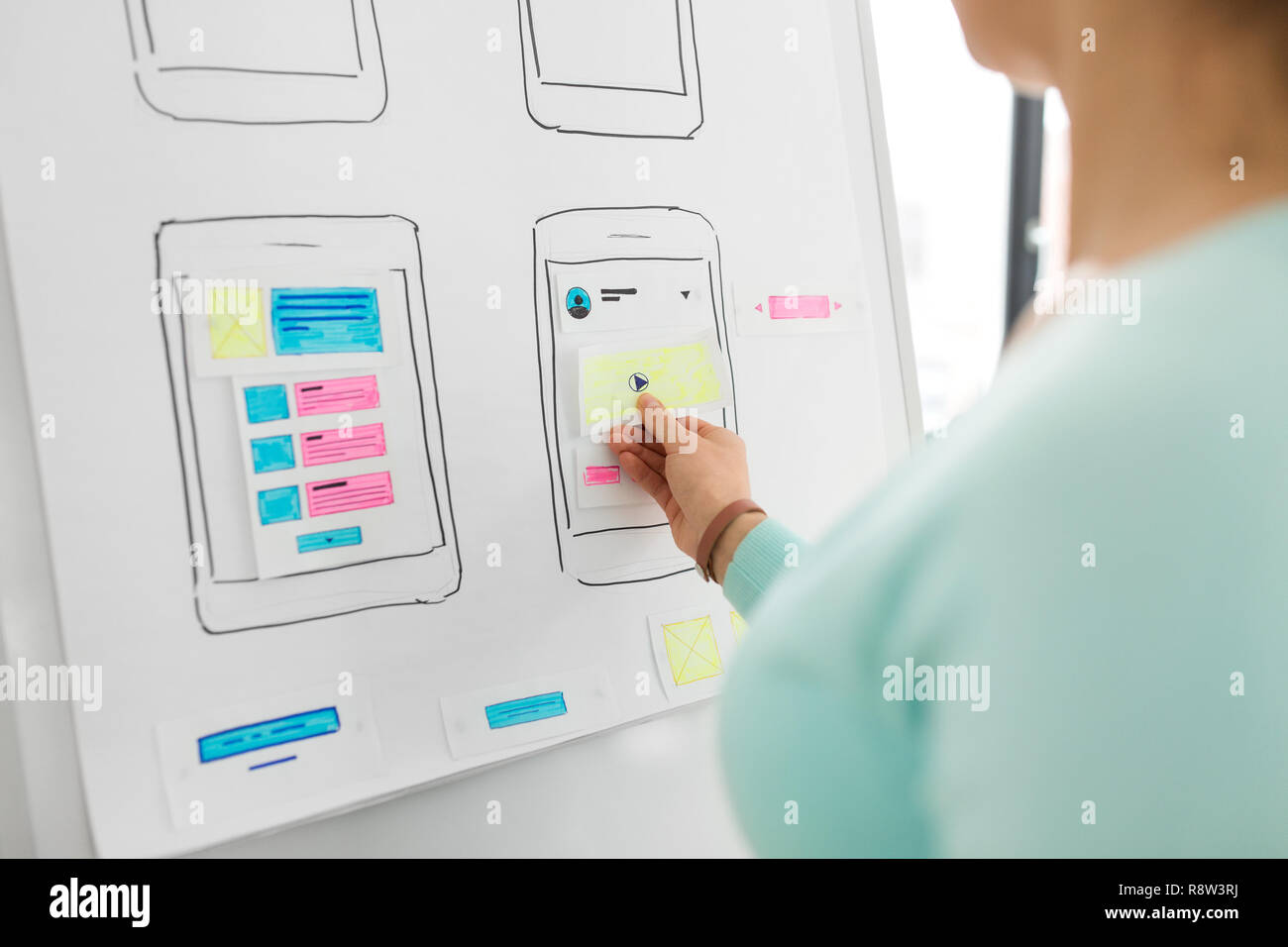 hand of developer working on ui design at office Stock Photo