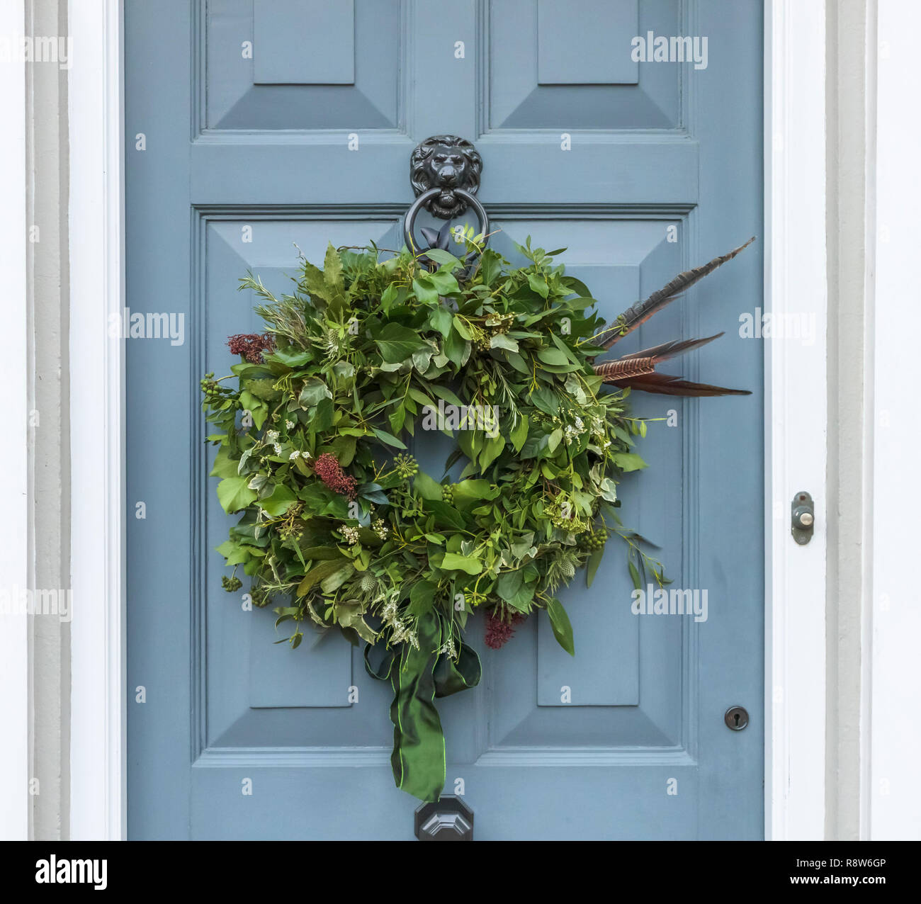 Traditional Christmas Decorative Foliage Wreath Hanging On