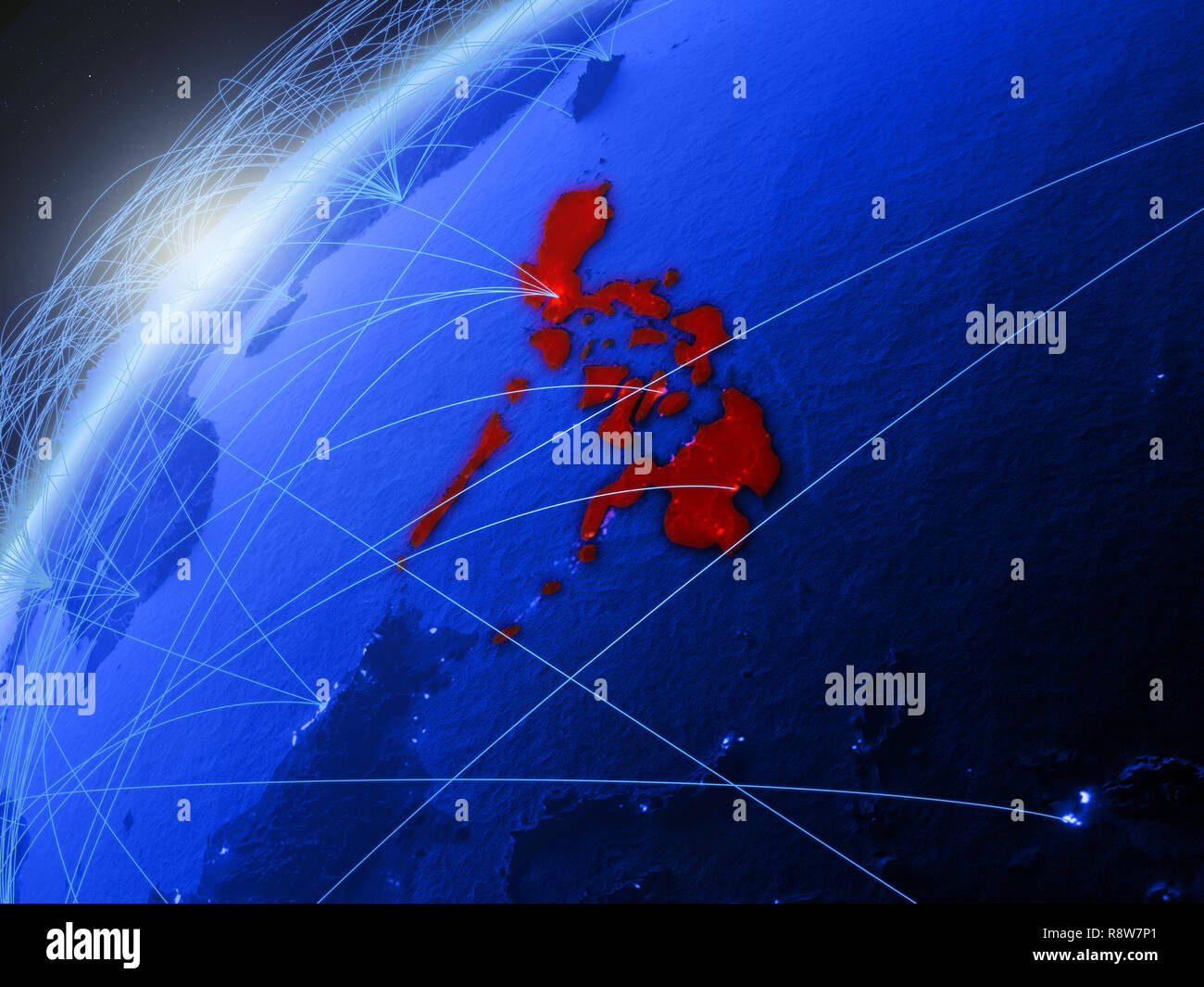 Philippines on model of green planet Earth with international networks ...