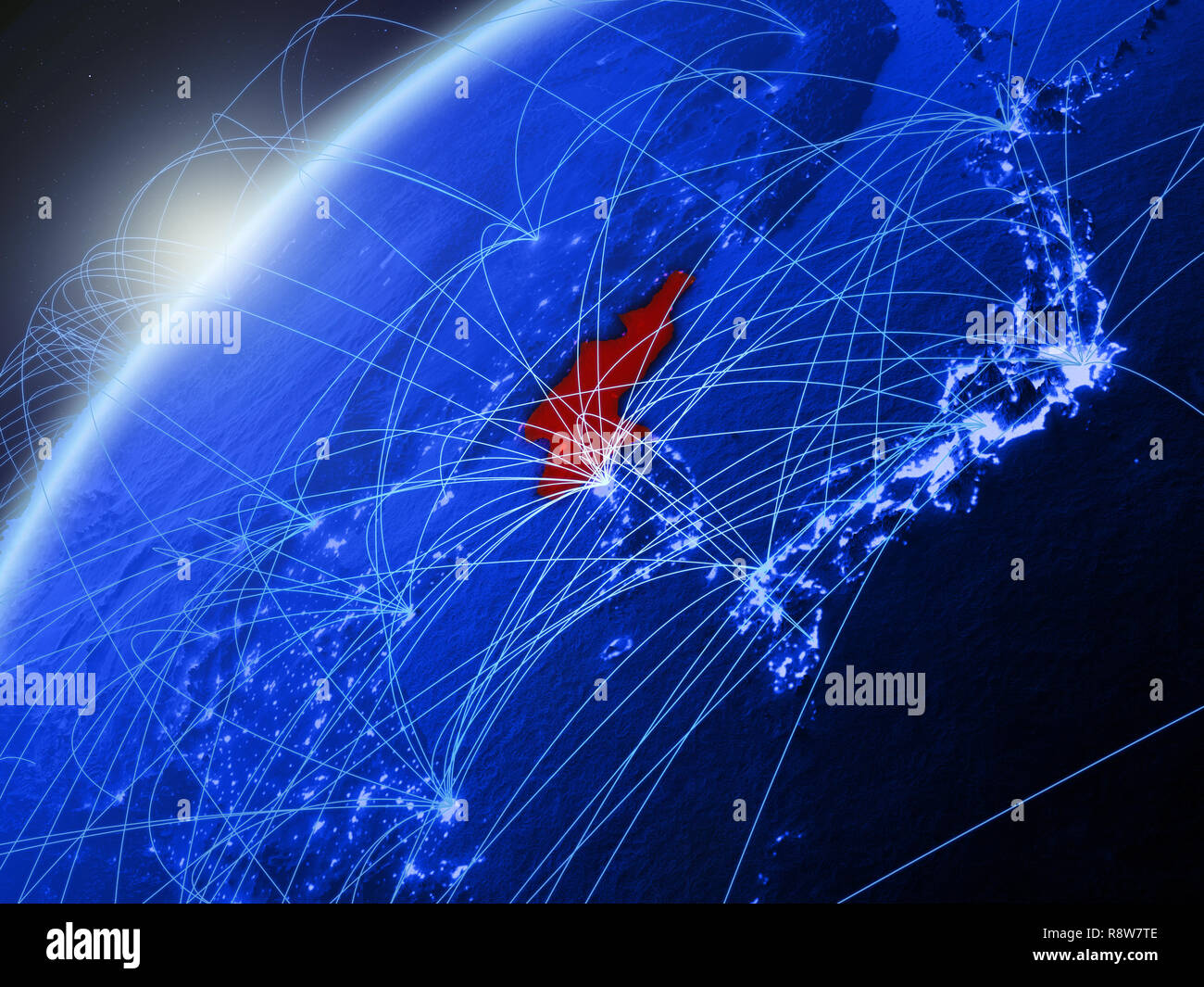 North Korea on model of green planet Earth with international networks ...