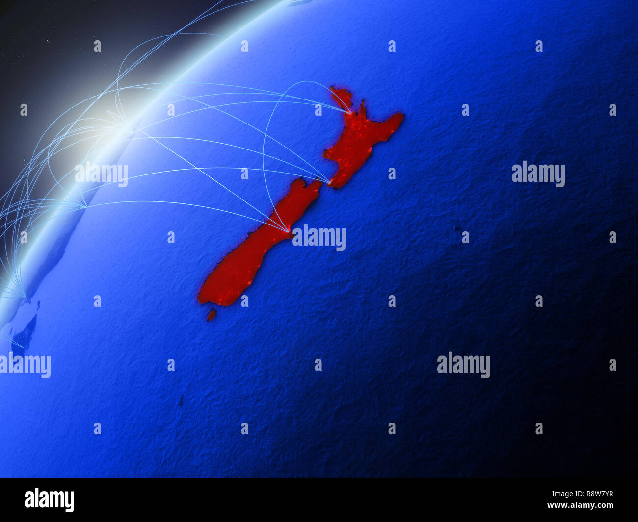 New Zealand on model of green planet Earth with international networks ...