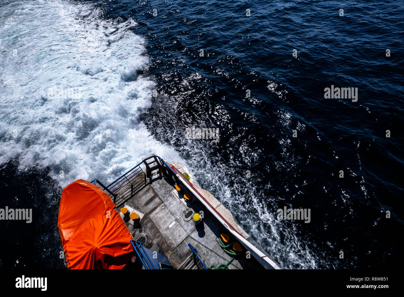 Ferry boat operating between Tarifa and Tangier (Morocco). Stock Photo
