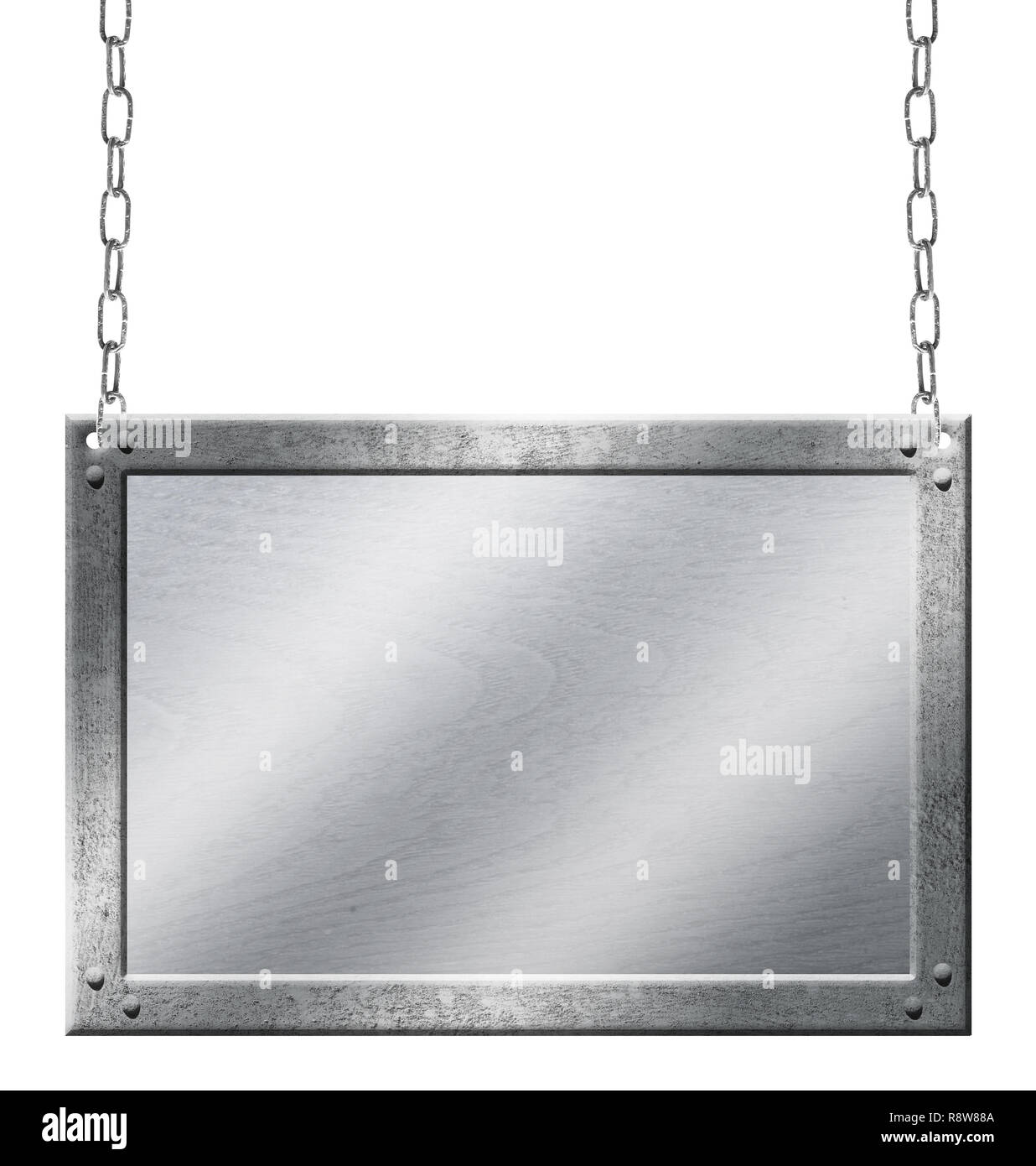 metal sign shield wood Chain tie old Stock Photo - Alamy