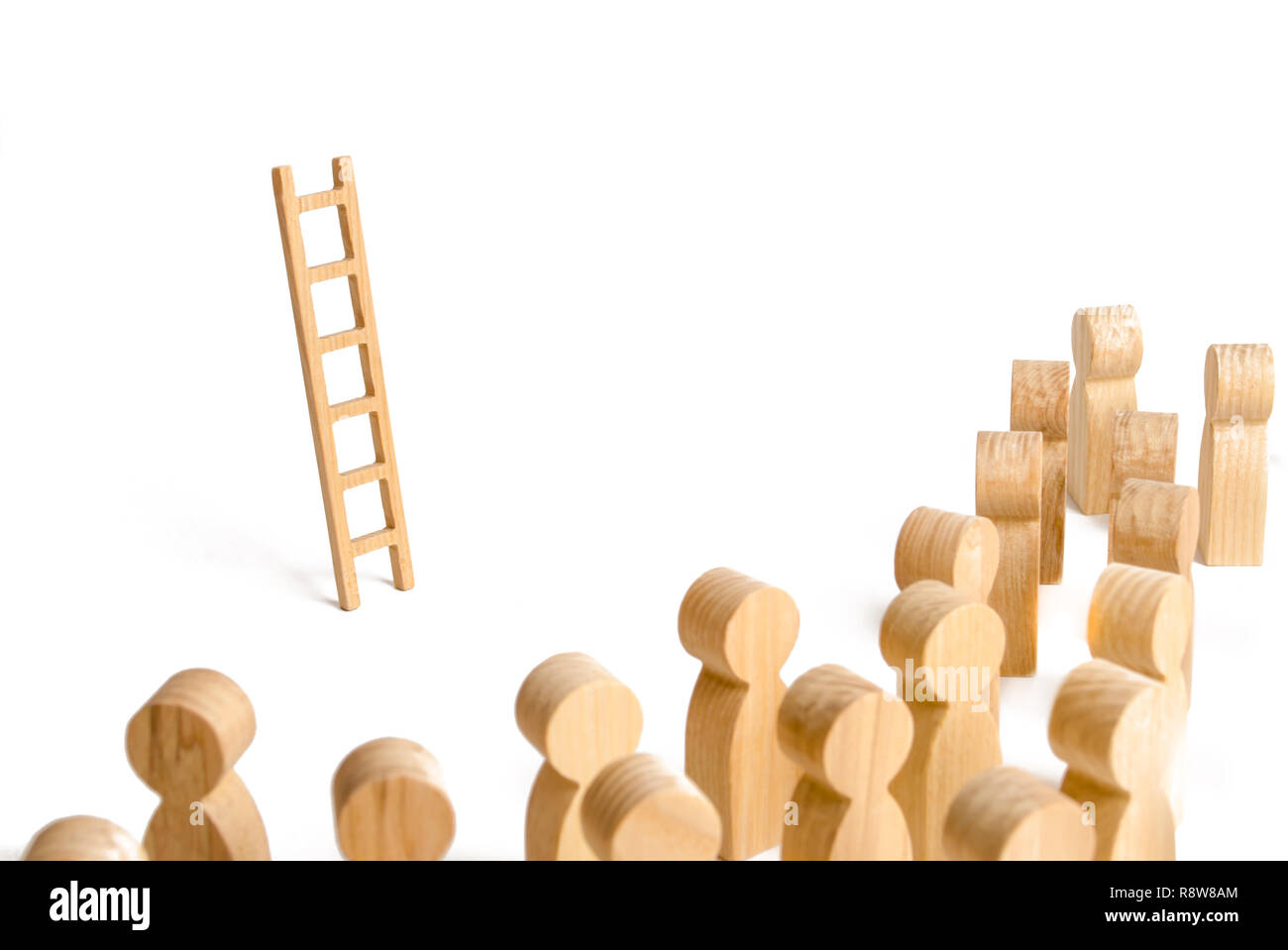 Group of people looking at the ladder. career ladder. Promotion at work, business, self-development, leadership skills, social elevator, social rating Stock Photo