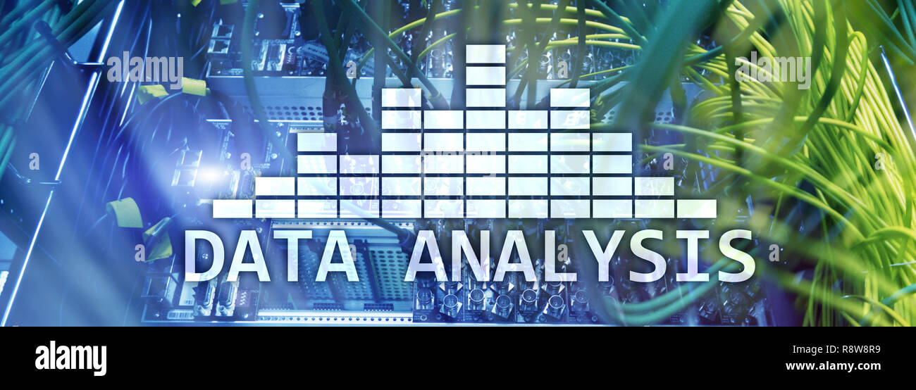 Data Analysis Text/picture Big Data analysis text on server room background. Internet and modern ...