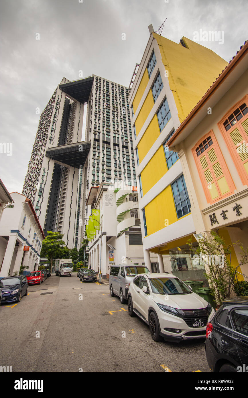 Traditional buildings on Bukit Pasoh Road, Outram Park, Singapore Stock