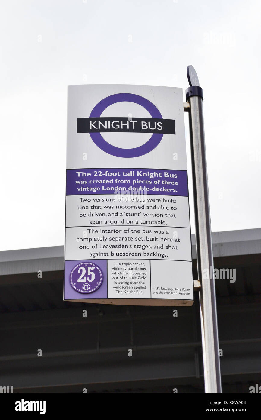 The Knight Bus. Bus Stop at the Harry Potter Studios at Leavesden