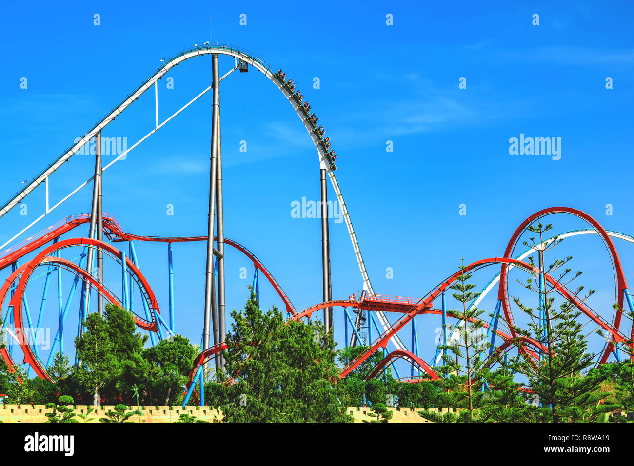 Salou Catalonia Spain April 24 2018 Attraction Park Port Aventura One Of The Biggest Entertaining Park In Europe Stock Photo Alamy