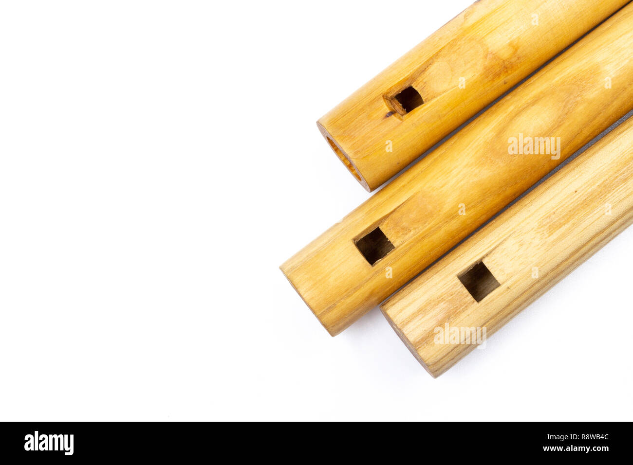 Hungarian folk woodwinds three sixhole flutes in studio Stock Photo