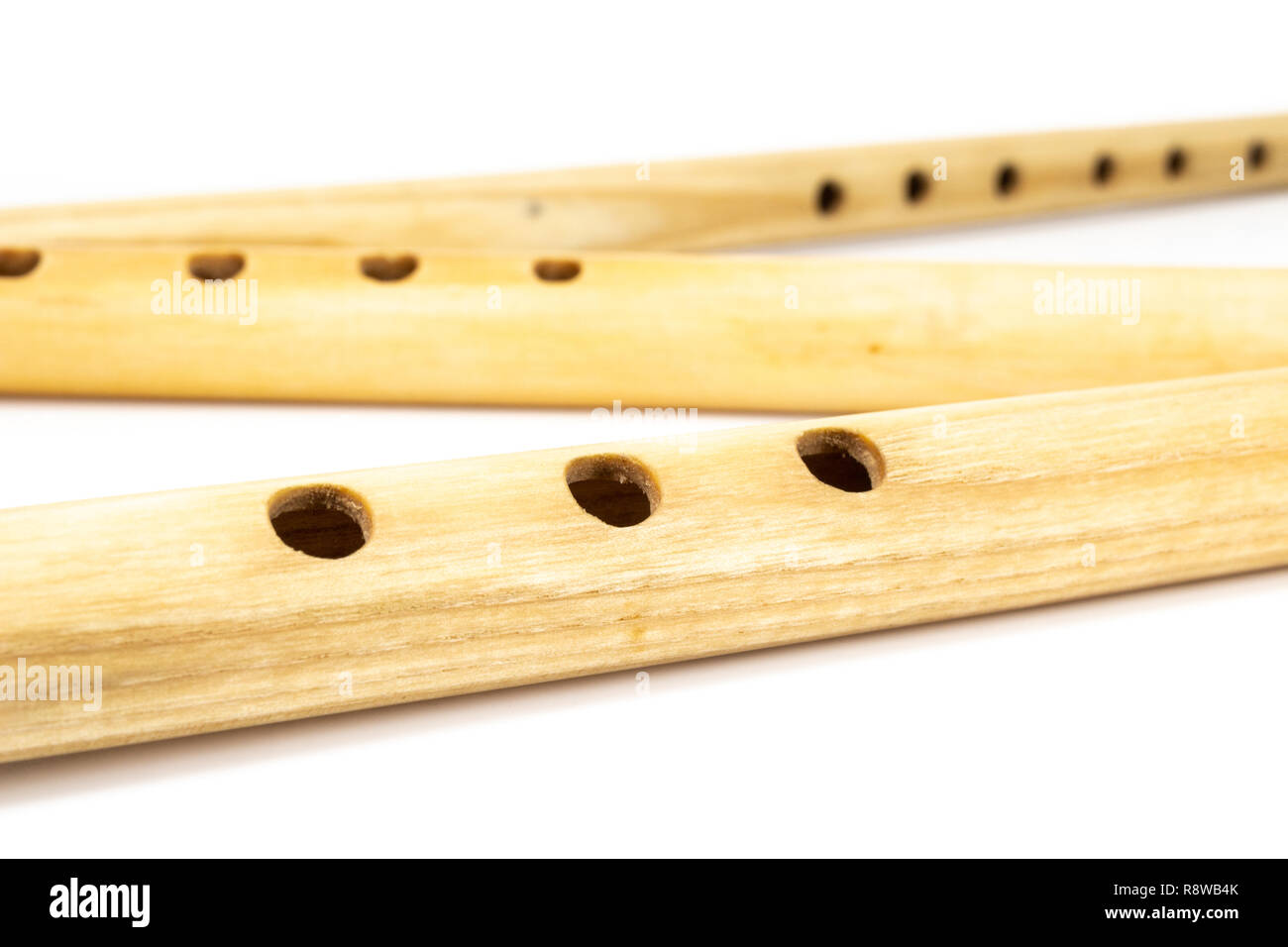Hungarian folk woodwinds three sixhole flutes in studio Stock Photo