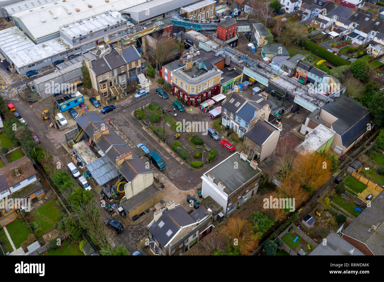 Pic shows an aerial view of the Eastenders set in Elstree / Borehamwood. Stock Photo