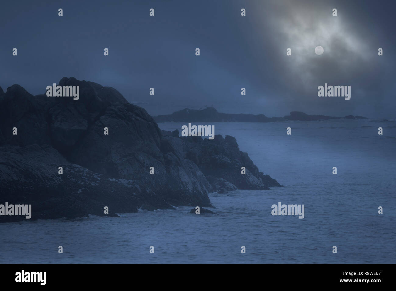 Moon light sea rocks coast water ocean hi-res stock photography and ...