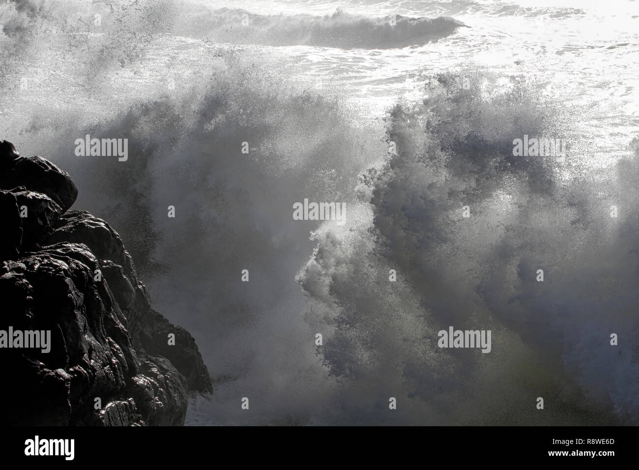 Black and white stormy sea and cliffs hi-res stock photography and ...