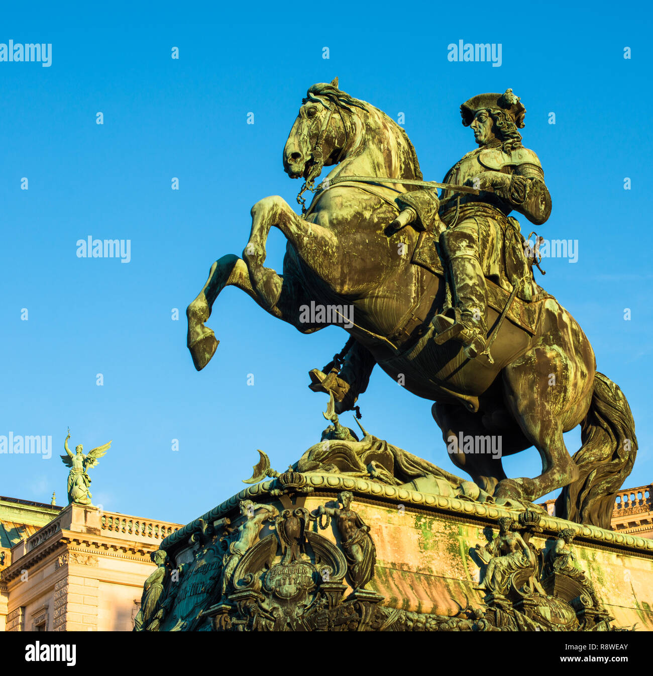 Prince Eugene of Savoy equestrian statue in front of Neue Burg building on Heldenplatz in Hofburg palace complex. Stock Photo