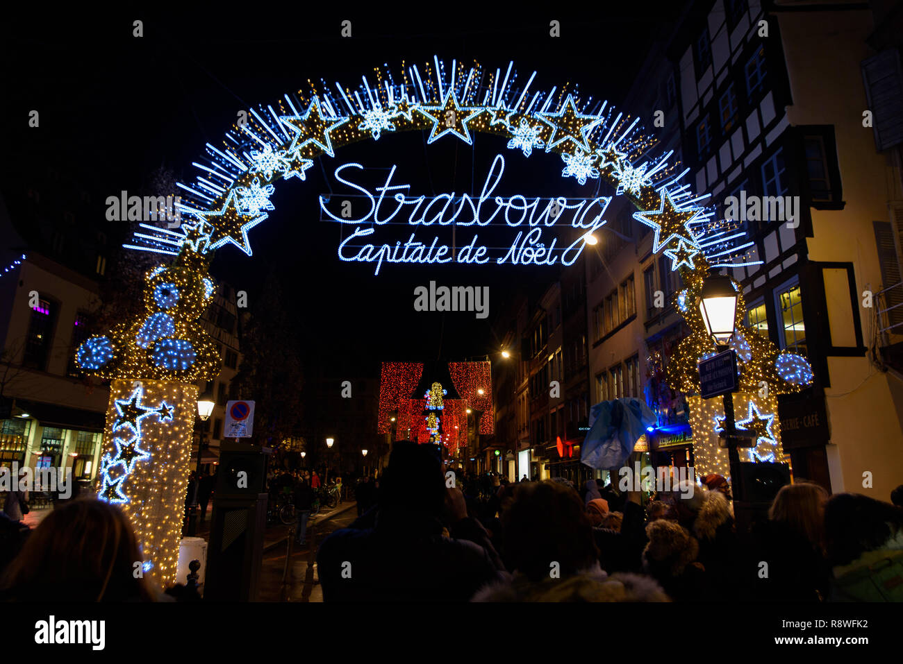 2018 Christmas market in Strasbourg, the Capital de Noel in France. A terrorist attack happened on 11th December. Stock Photo