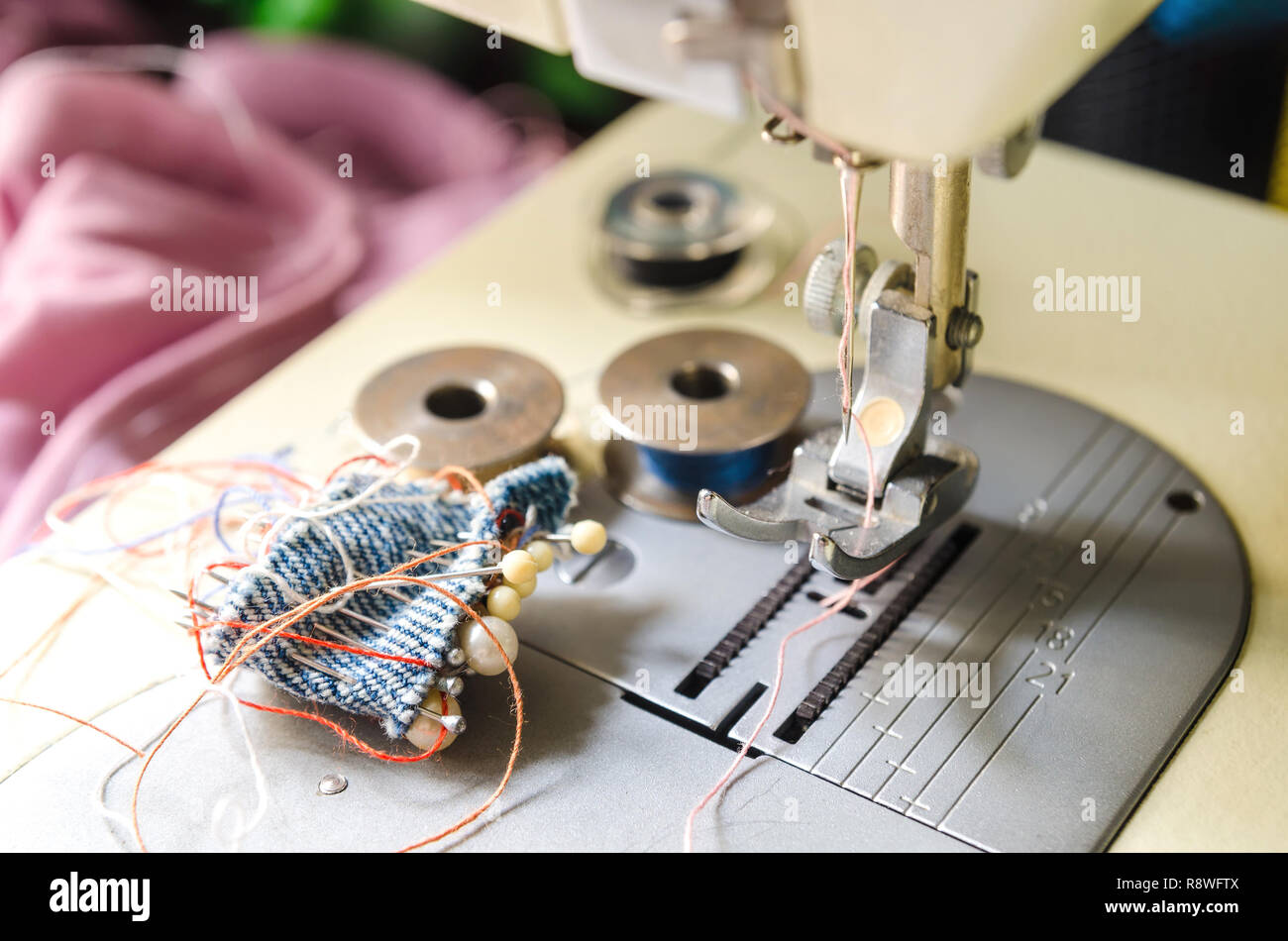a needle of sewing machine closeup Stock Photo Alamy