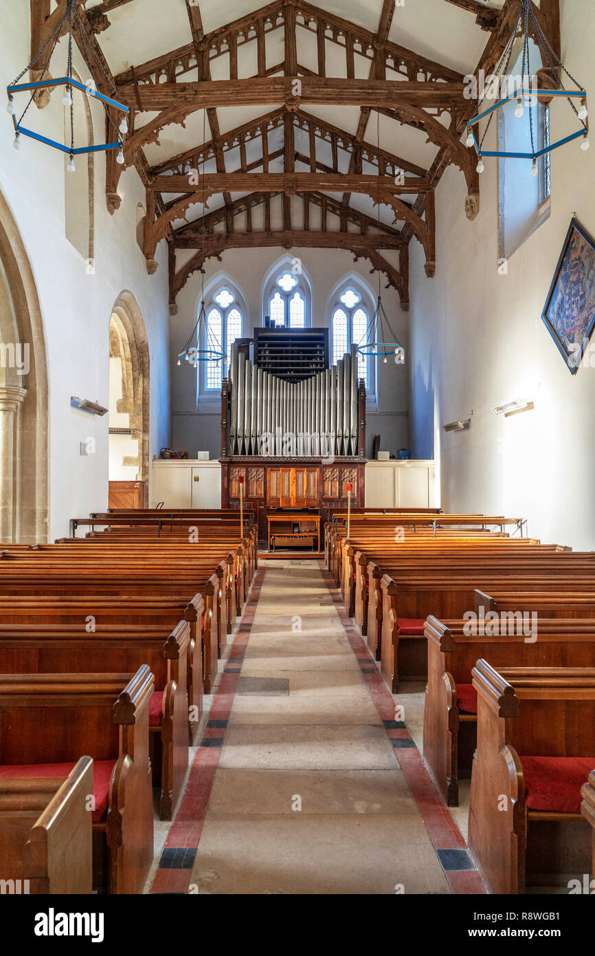 View of church organ in Amesbury Abbey church UK Stock Photo
