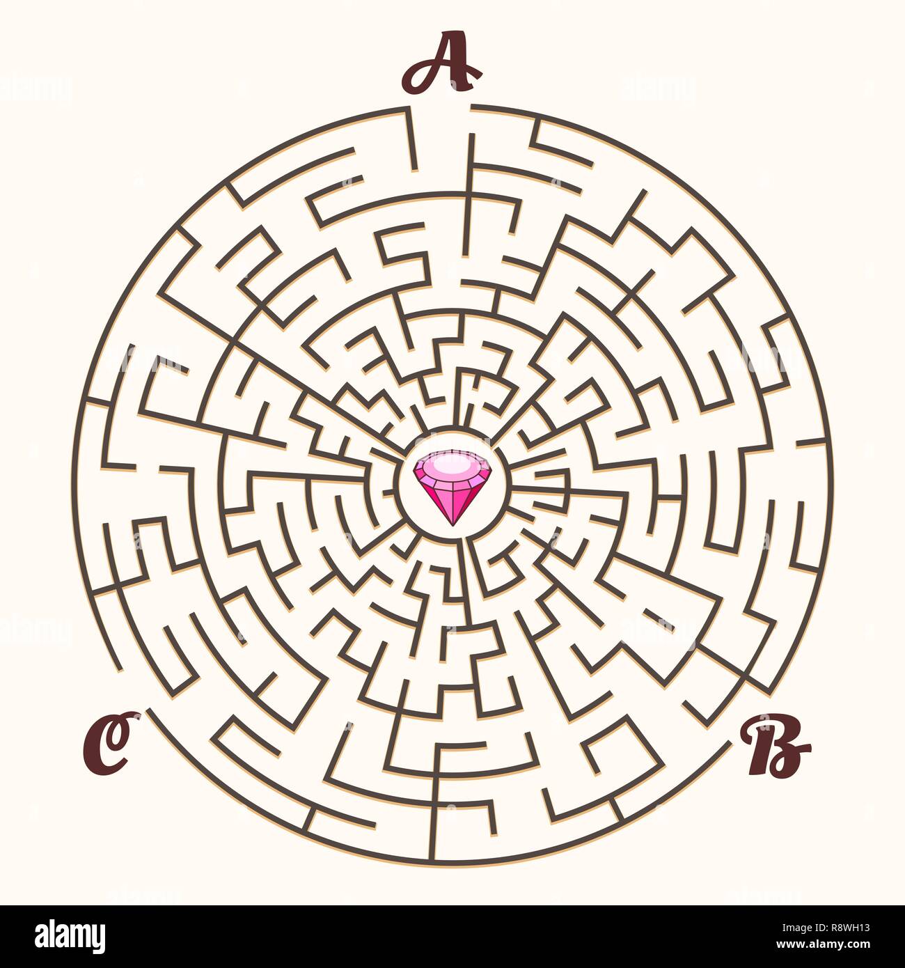 Maze. Vector labyrinth path game, illustration maze concept with three