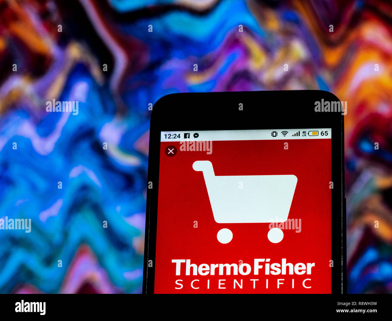 Thermo Fisher Scientific Company logo seen displayed on smart phone