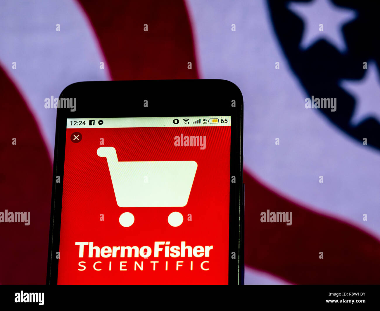 Thermo Fisher Scientific Company logo seen displayed on smart phone Stock Photo