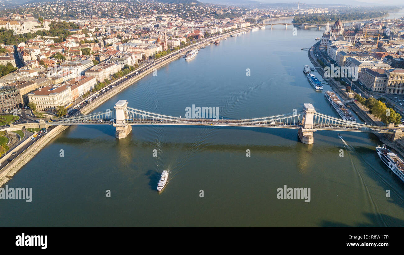 Széchenyi Chain Bridge or  Széchenyi Lánchíd, Budapest, Hungary Stock Photo