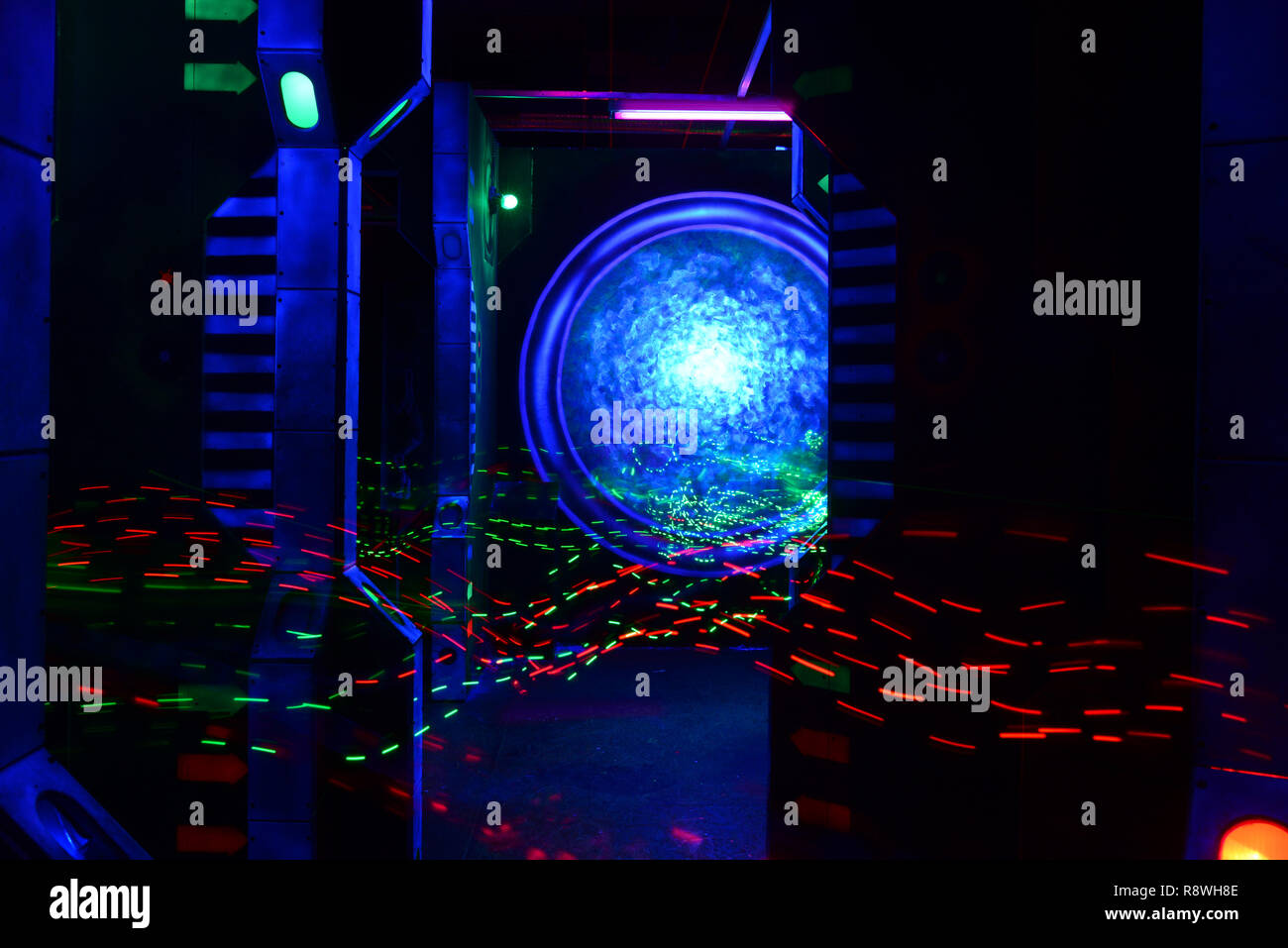 space ship interior science fiction abstract background Stock Photo