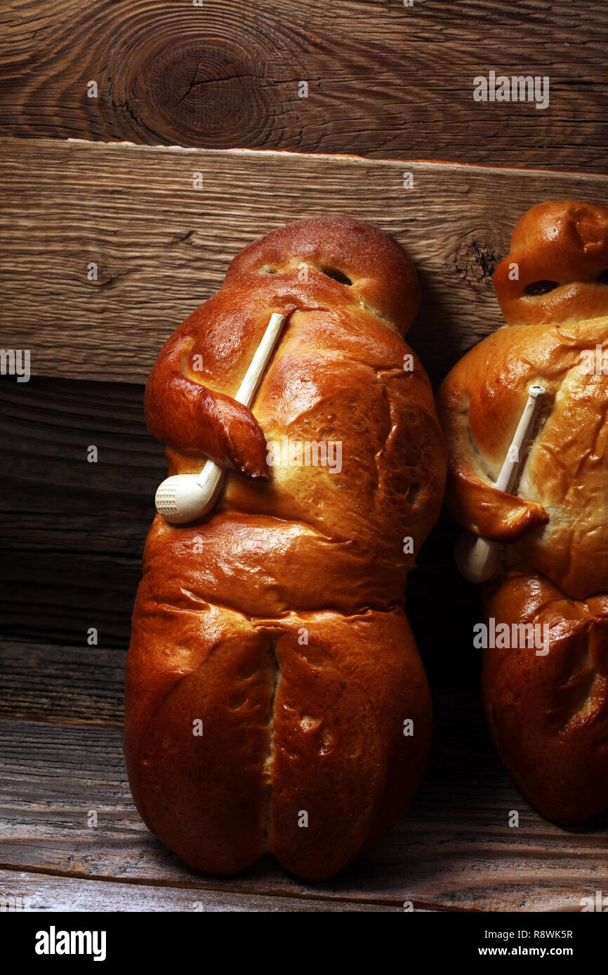 stutenkerl or weckmann. baked traditional german pastery Stock Photo