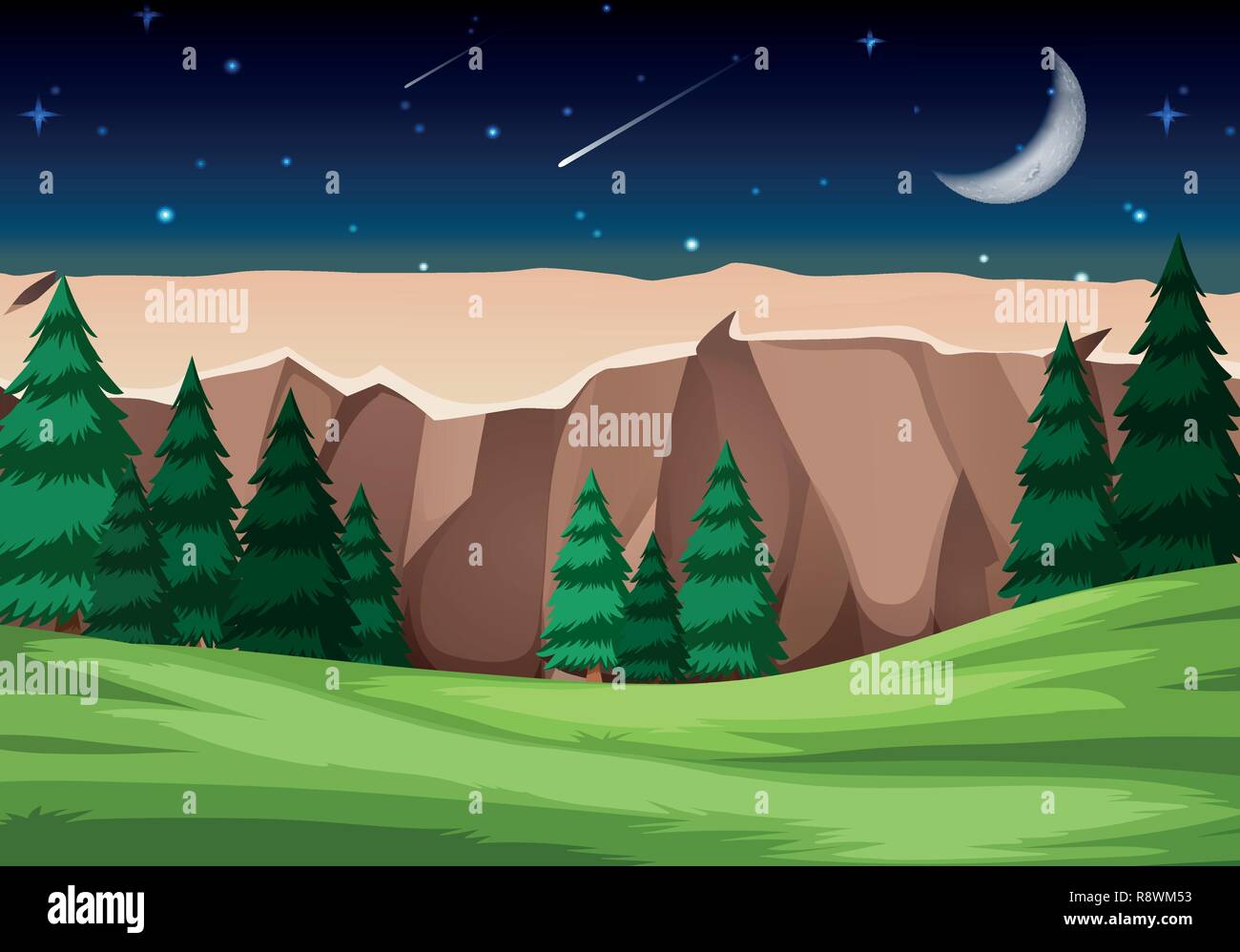 National park scene at night illustration Stock Vector Image & Art - Alamy