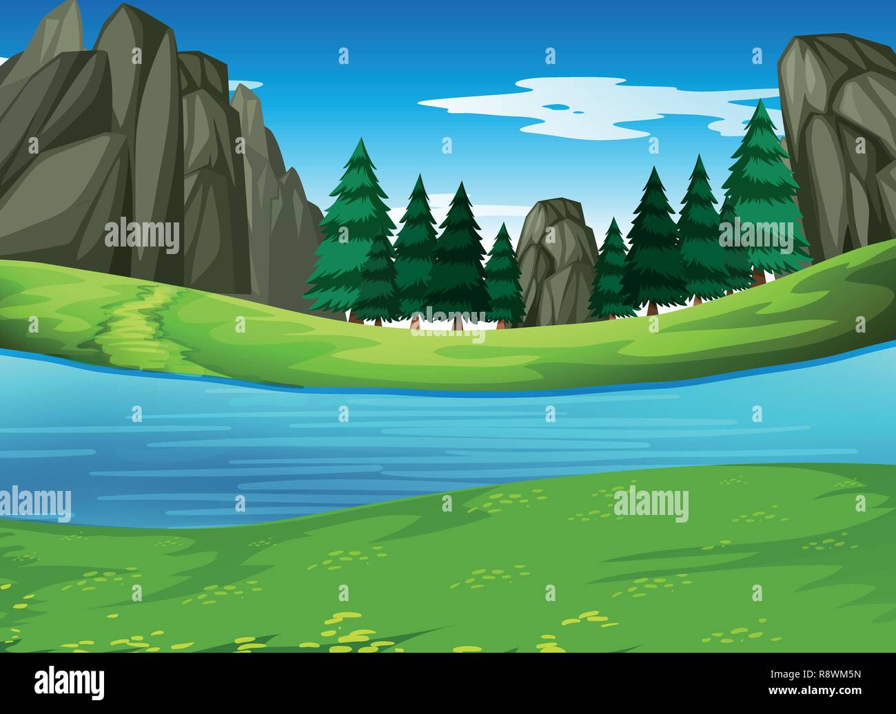 A nature green landscape illustration Stock Vector Image & Art - Alamy