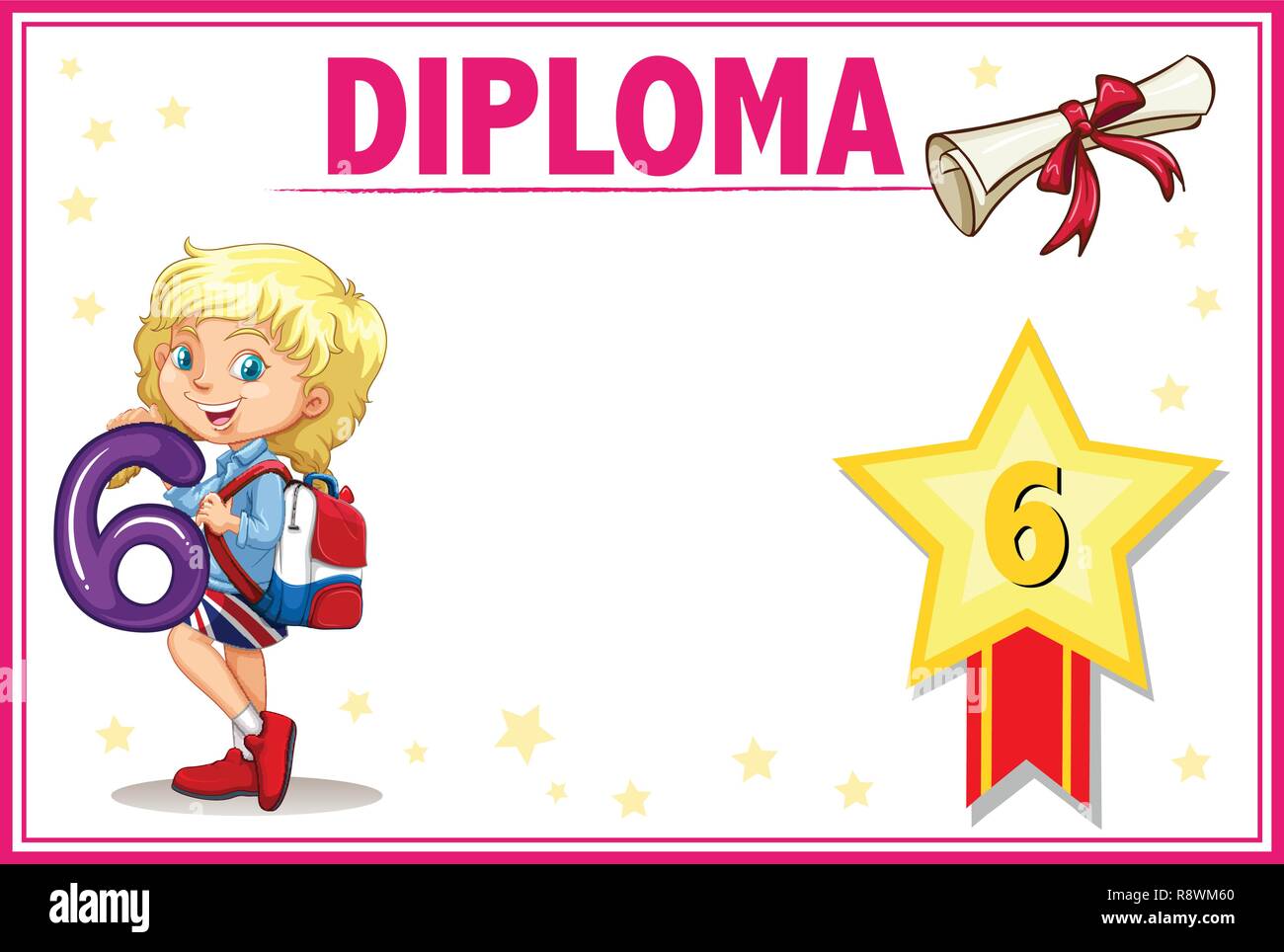 Grade six diploma certificate illustration Stock Vector Image &amp; Art - Alamy