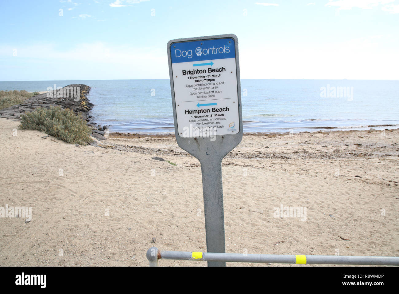Dog Controls sign between Brighton Beach and Hampton Beach, indicating ...