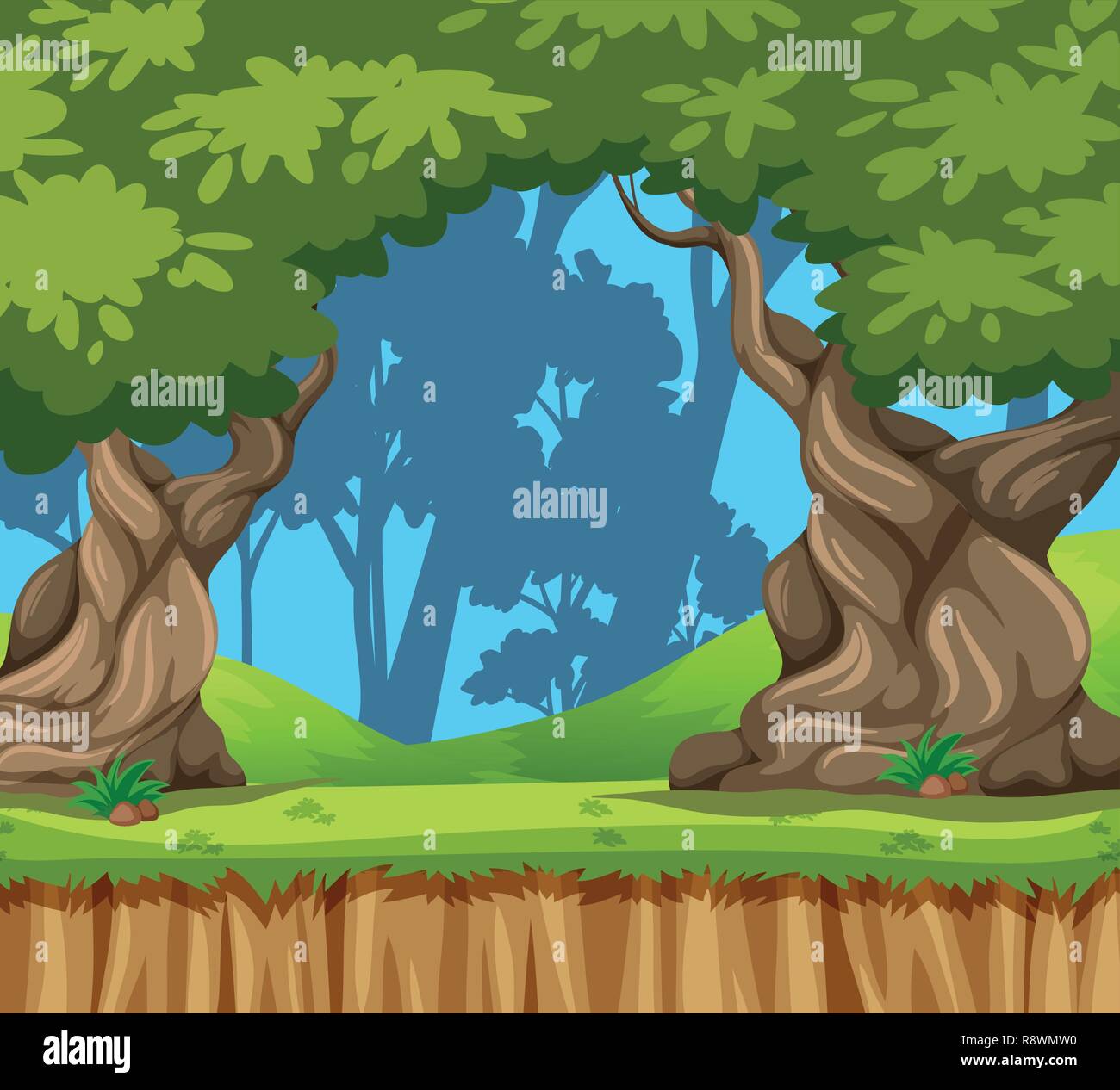 Cartoon Landscape Jungle Background - Paimin Gambar