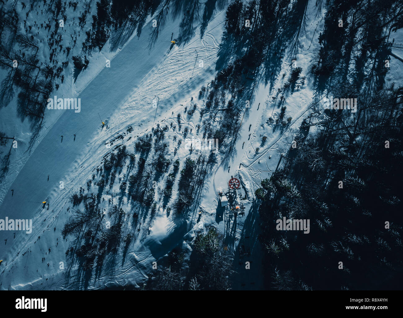 Beautiful aerial drone landscape photo of mountains in cold snowy day ...