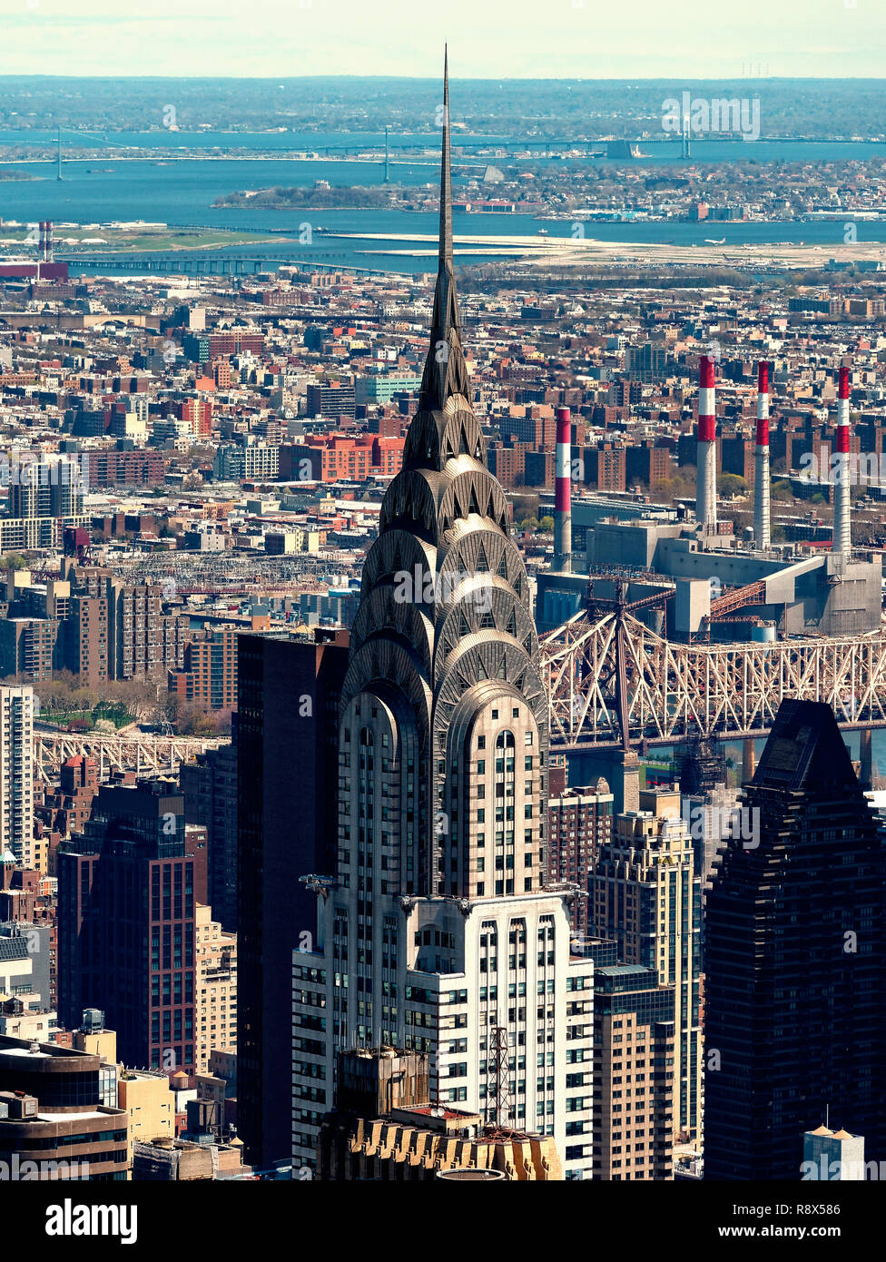 New York City, USA - April 2018: aerial view of manhattan chrysler ...