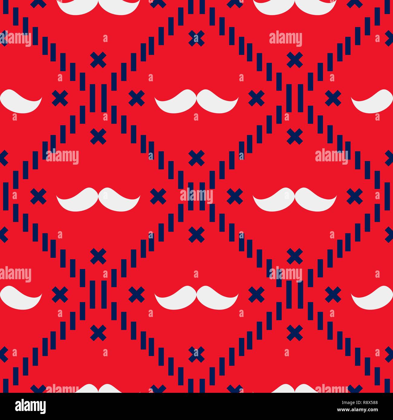 American Hipster Mustache Tartan Plaid and Argyle Vector Patterns in ...
