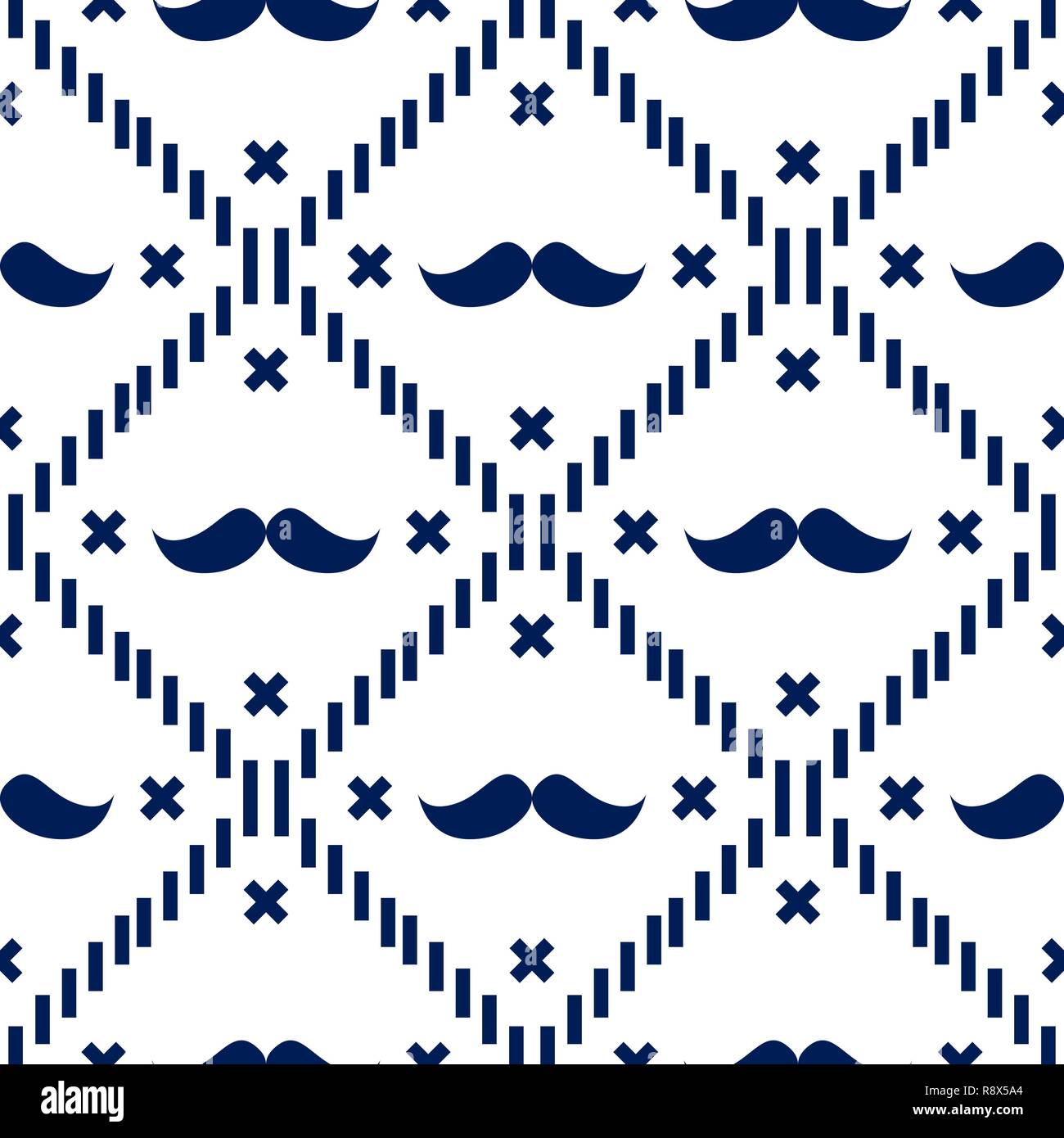 American Hipster Mustache Tartan Plaid and Argyle Vector Patterns in ...