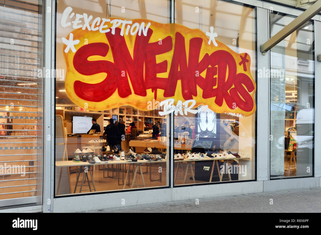Sneakers bar Les Halles Paris France Stock Photo Alamy