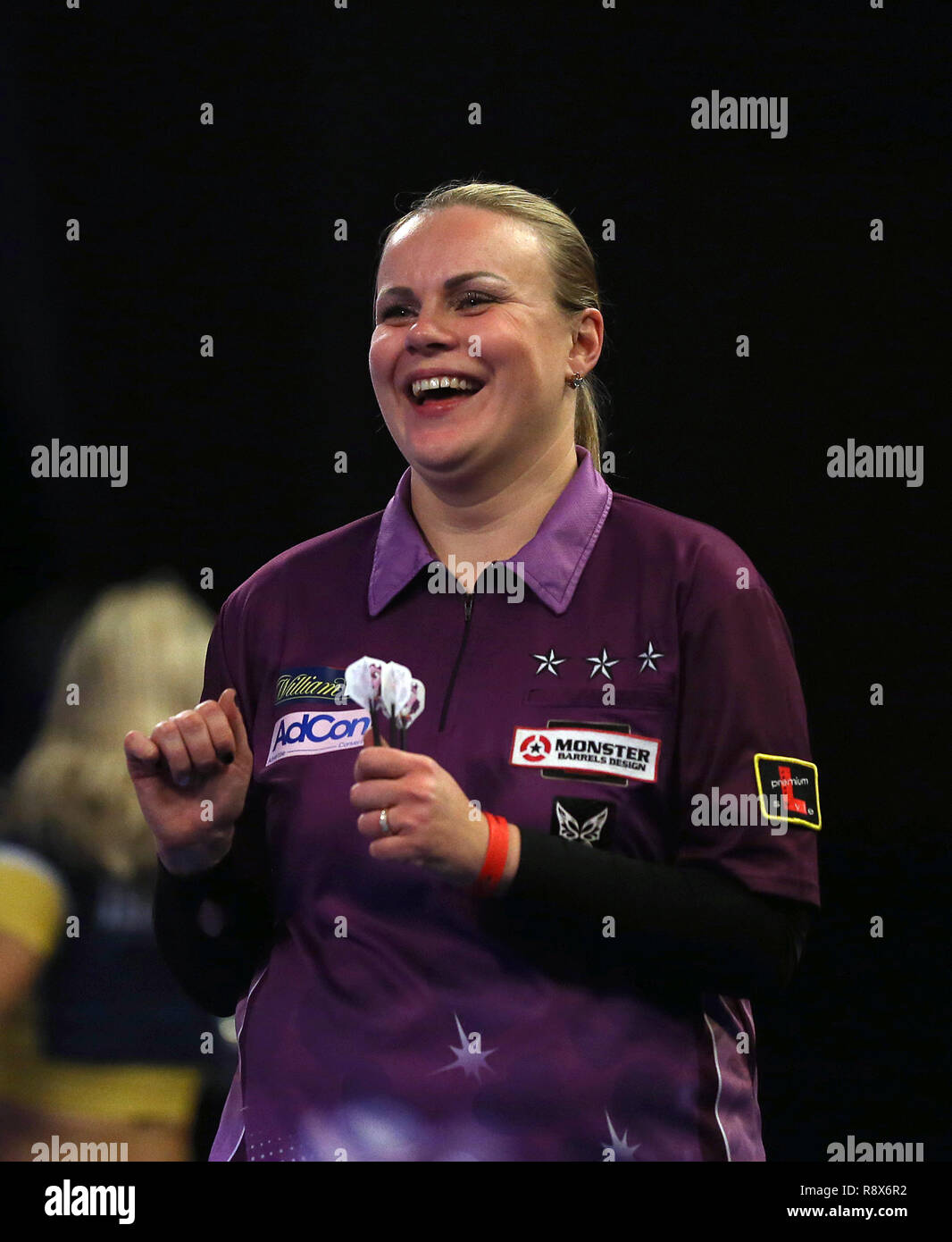 Anastasia Dobromyslova reacting during day five of the William Hill World  Darts Championships at Alexandra Palace, London Stock Photo - Alamy