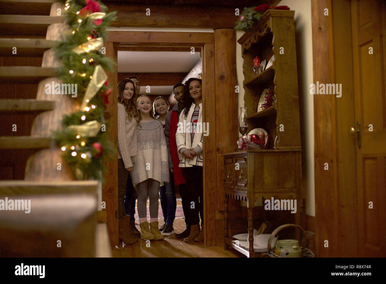 CHRISTMAS ON HOLLY LANE, from left: Gina Holden, Giles Panton, Ava Telek,  Taylor Dianne Robinson, Jaime M. Callica, Karen Holness, 2018. © UPtv /  courtesy Everett Collection Stock Photo - Alamy
