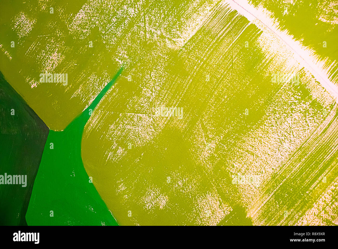Green painted wall. Different shades. Background texture Stock Photo